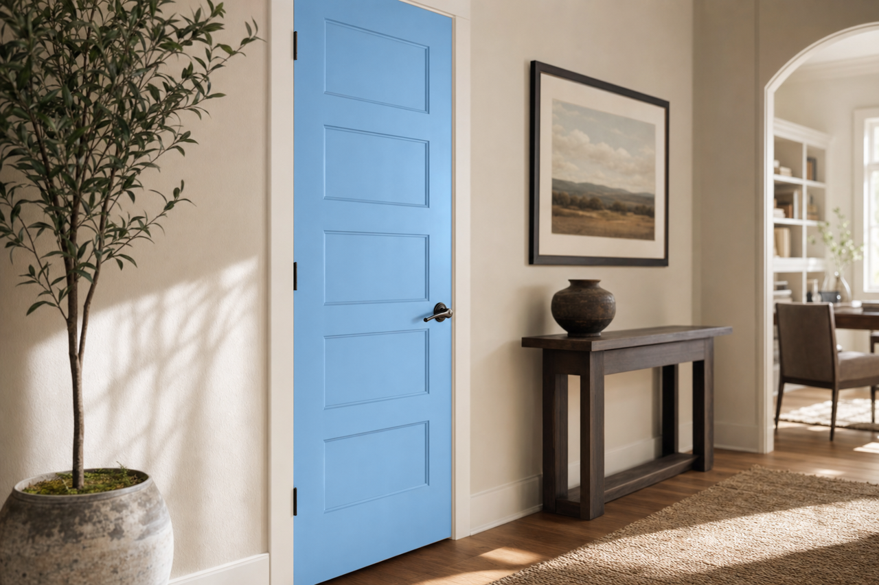 Autumn Sky by Valspar on interior-doors