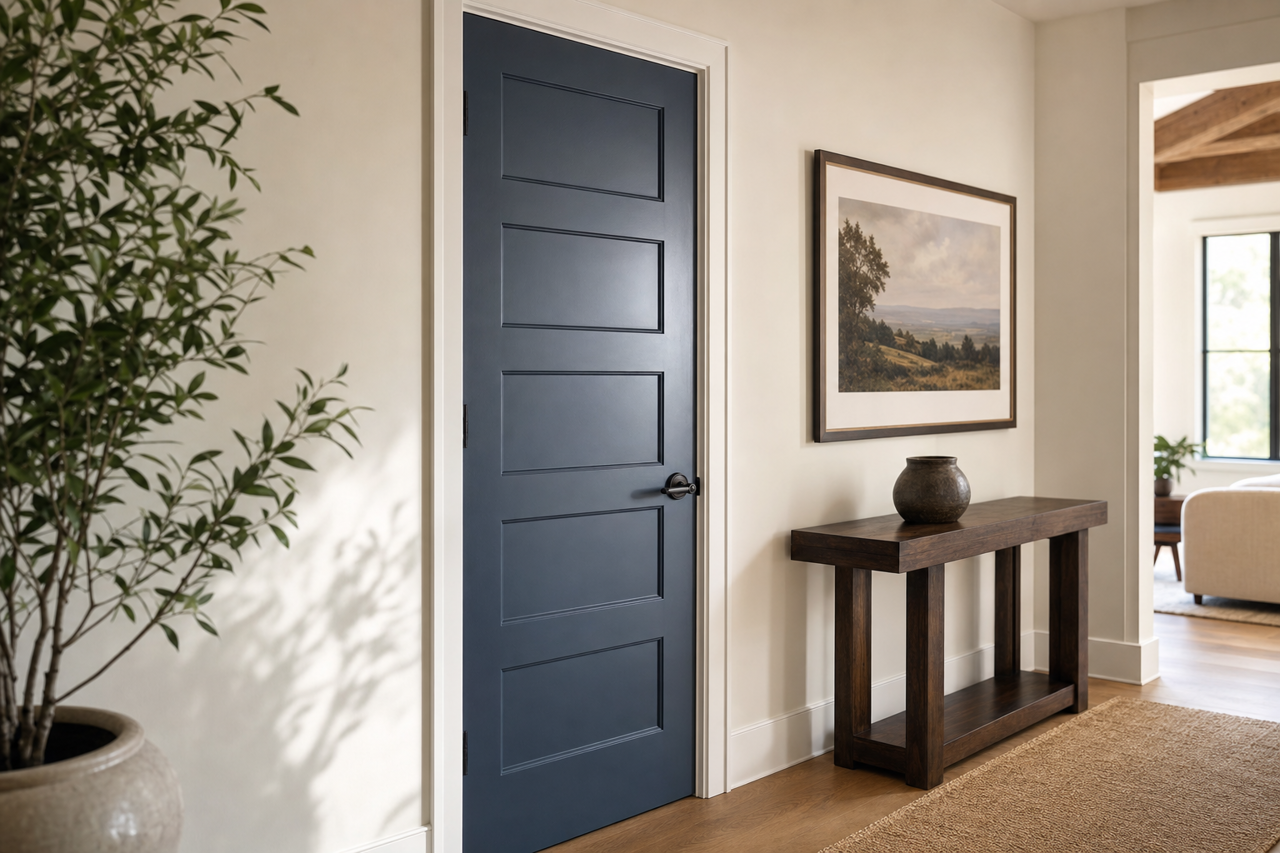 Fly-by-Night Blue by Valspar on interior-doors