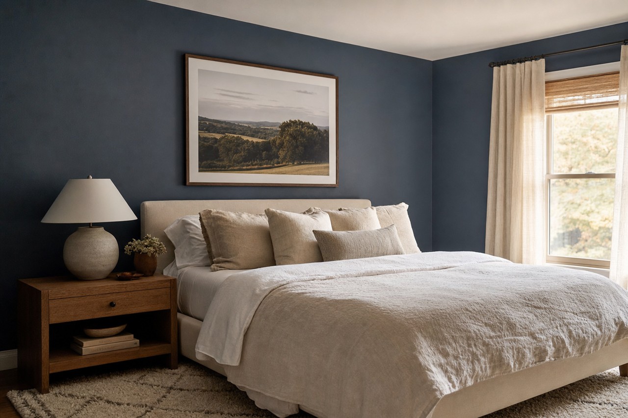 Fly-by-Night Blue by Valspar on interiors