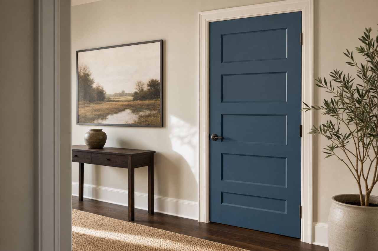 Boisterous Blue by Valspar on interior-doors