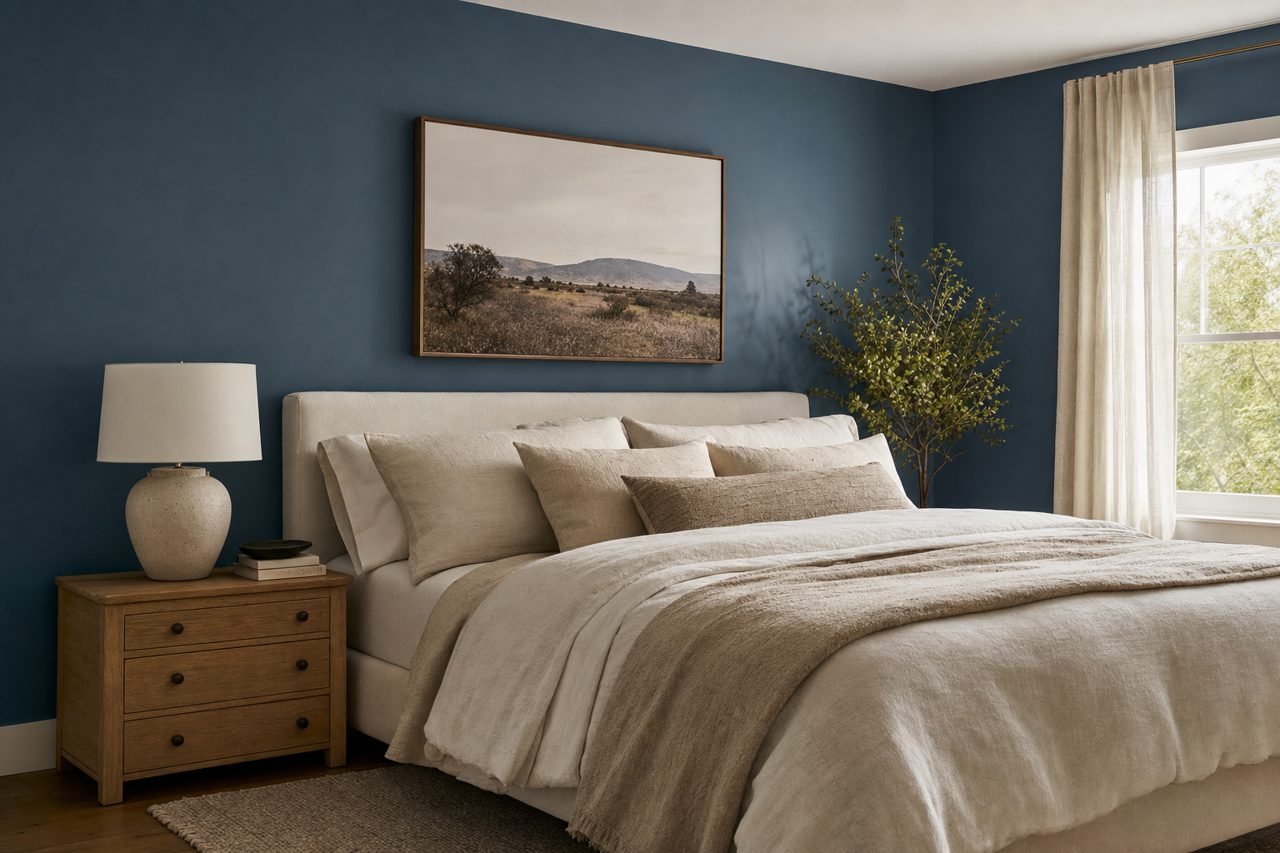 Boisterous Blue by Valspar on interiors
