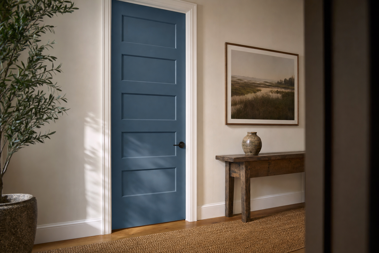 Indigo Cloth by Valspar on interior-doors