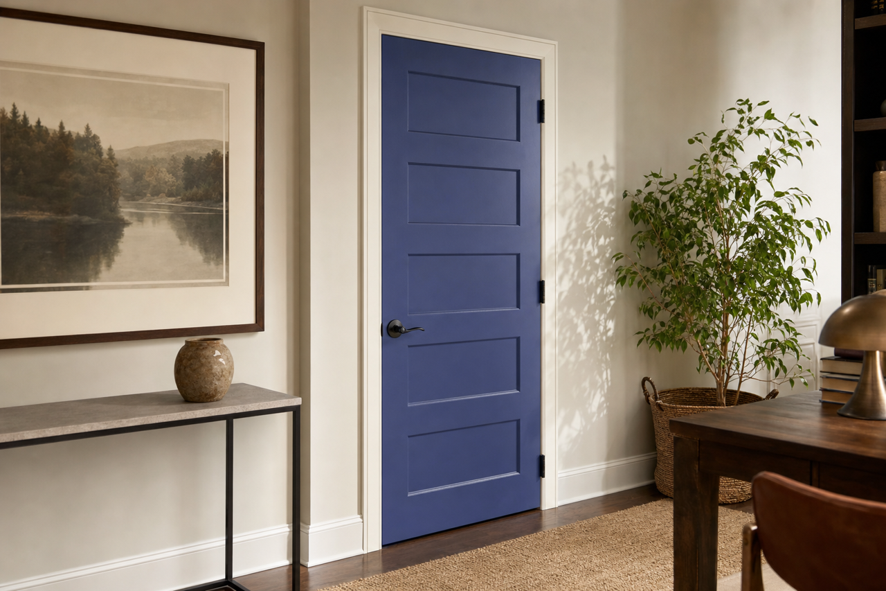 Homecoming Blue by Valspar on interior-doors