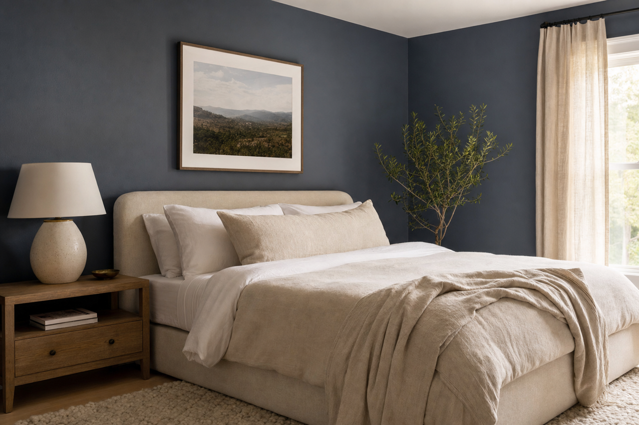 Indigo Streamer by Valspar on interiors