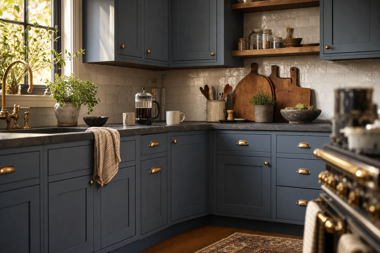 Hampton Surf by Valspar on cabinets