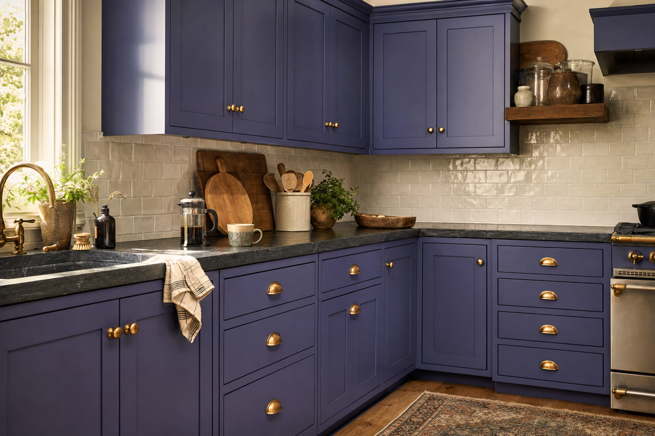 Jazzy Blue by Valspar on cabinets
