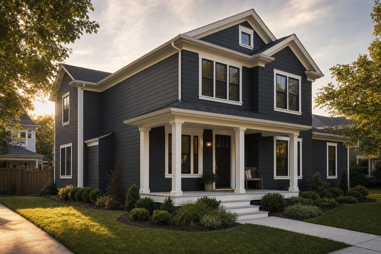 Dark Kettle Black by Valspar on exterior