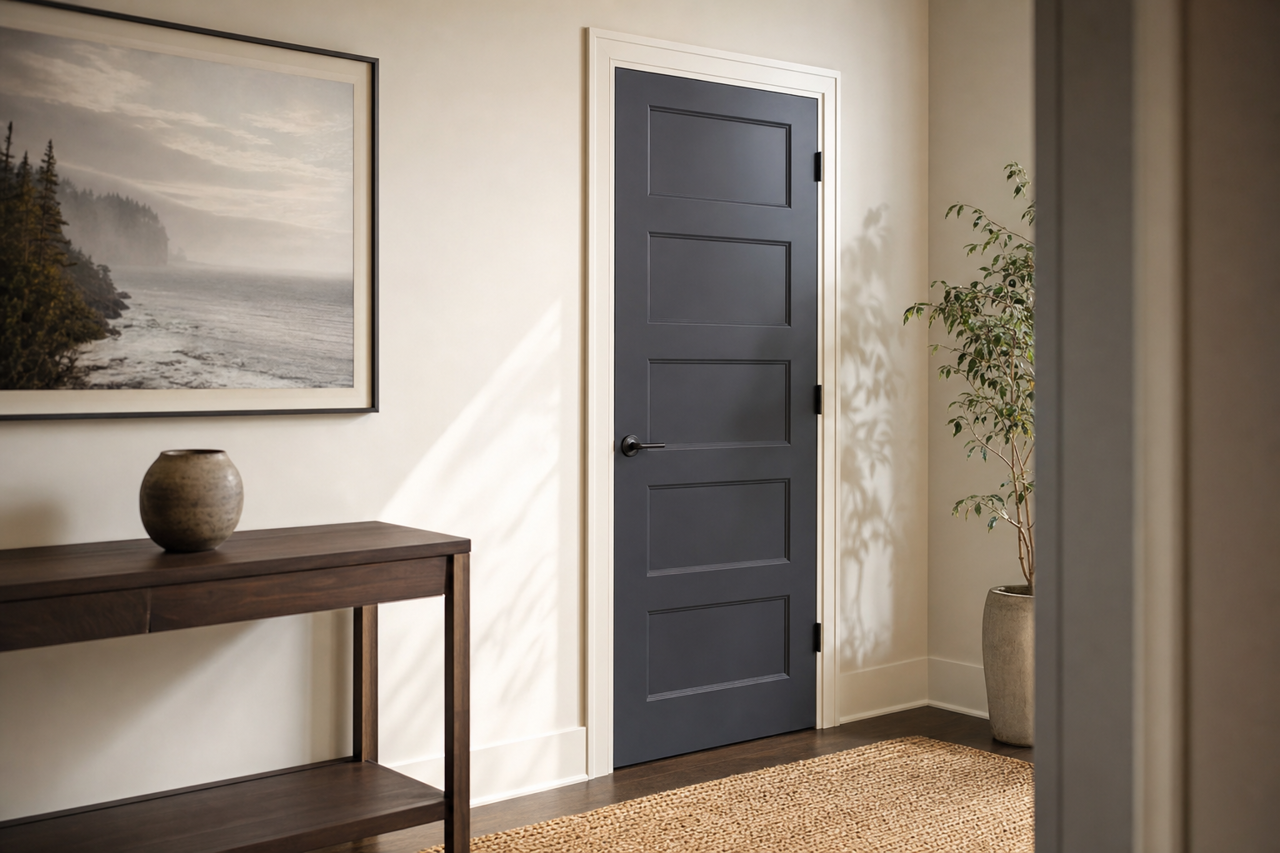 Blue Coal by Valspar on interior-doors