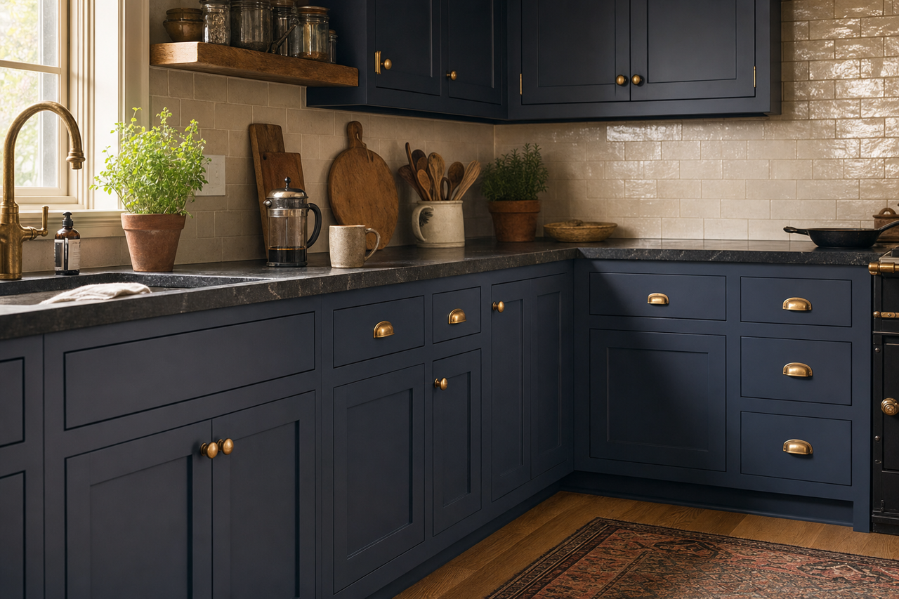 Royal Navy by Valspar on cabinets