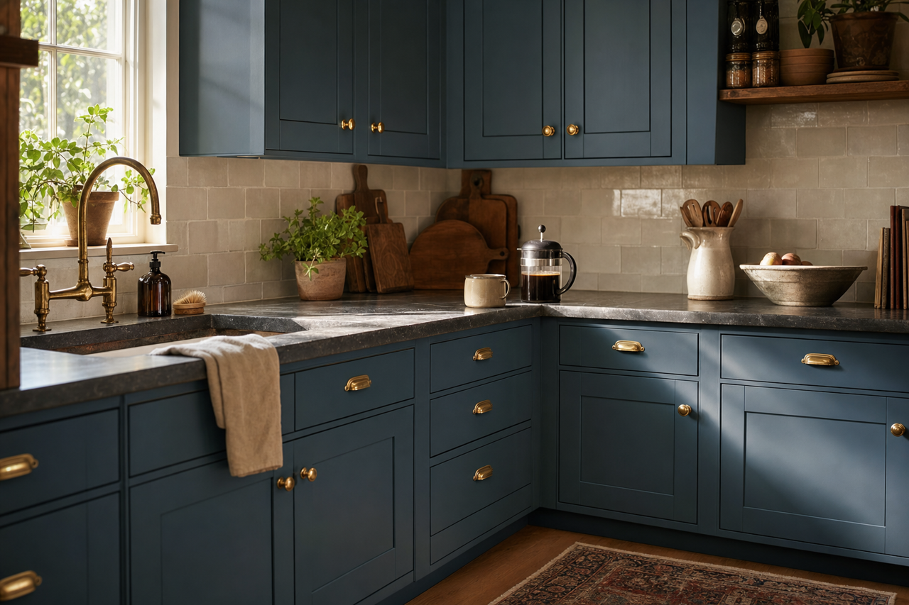 Newport Gray by Valspar on cabinets