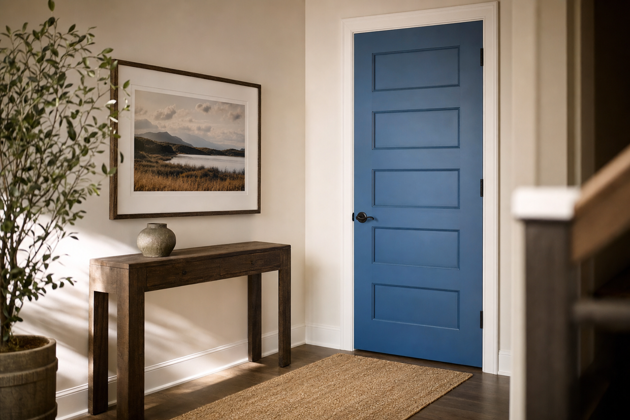 Egyptian Blue by Valspar on interior-doors