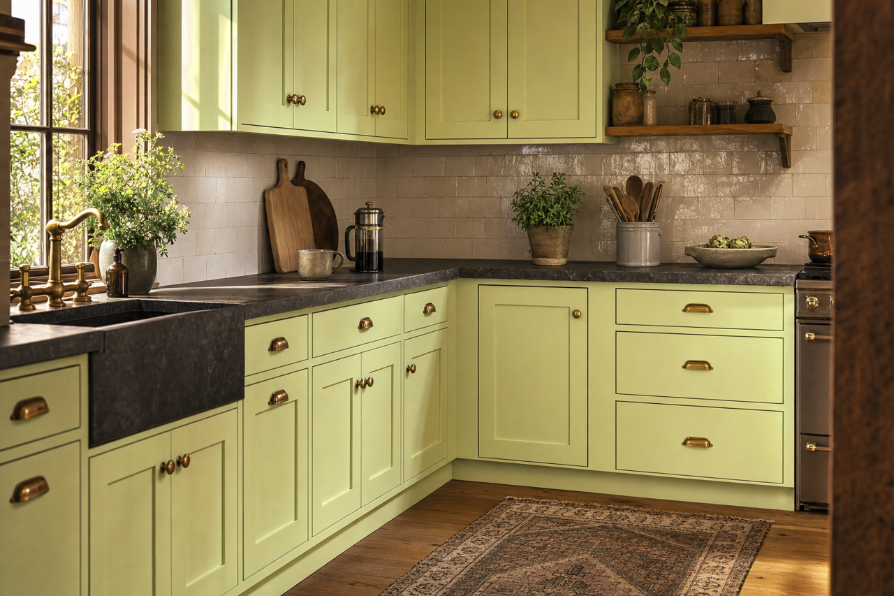 Neon by Benjamin Moore on cabinets