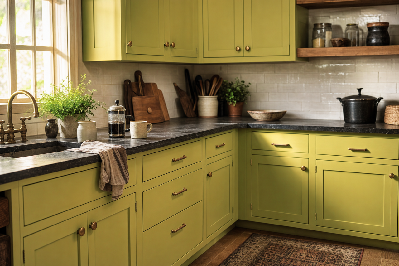Perennial by Benjamin Moore on cabinets