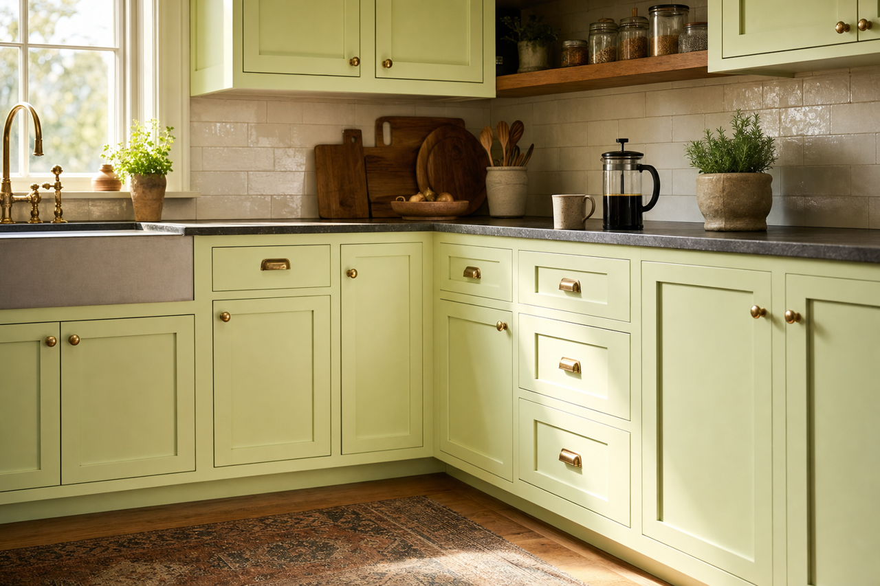 Light by Benjamin Moore on cabinets