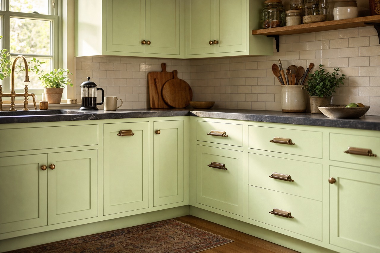 Apple by Benjamin Moore on cabinets