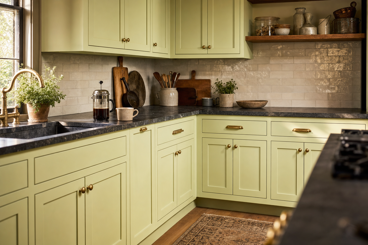 Wispy by Benjamin Moore on cabinets