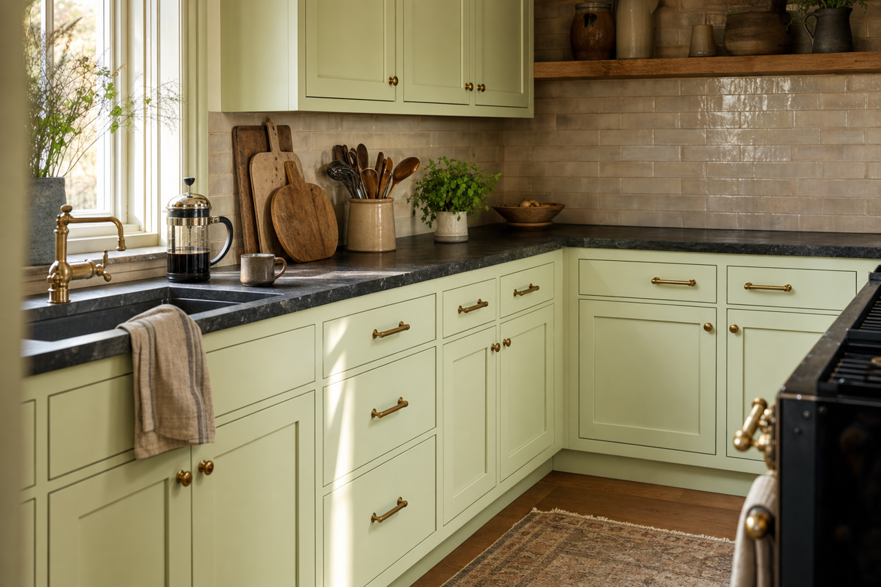 Green Cove Springs by Benjamin Moore on cabinets