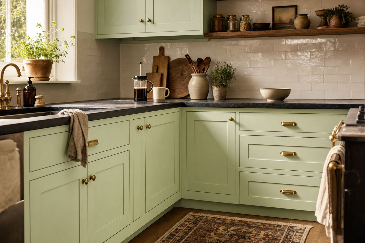 New Retro by Benjamin Moore on cabinets