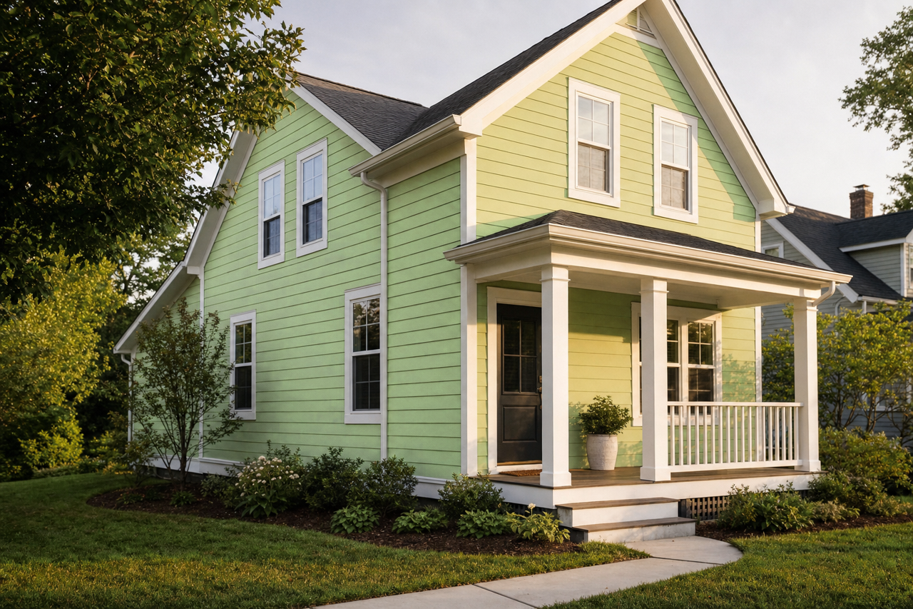 Lime Twist by Benjamin Moore on exterior