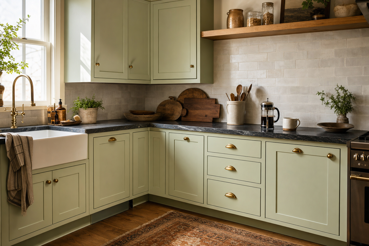Garland by Benjamin Moore on cabinets