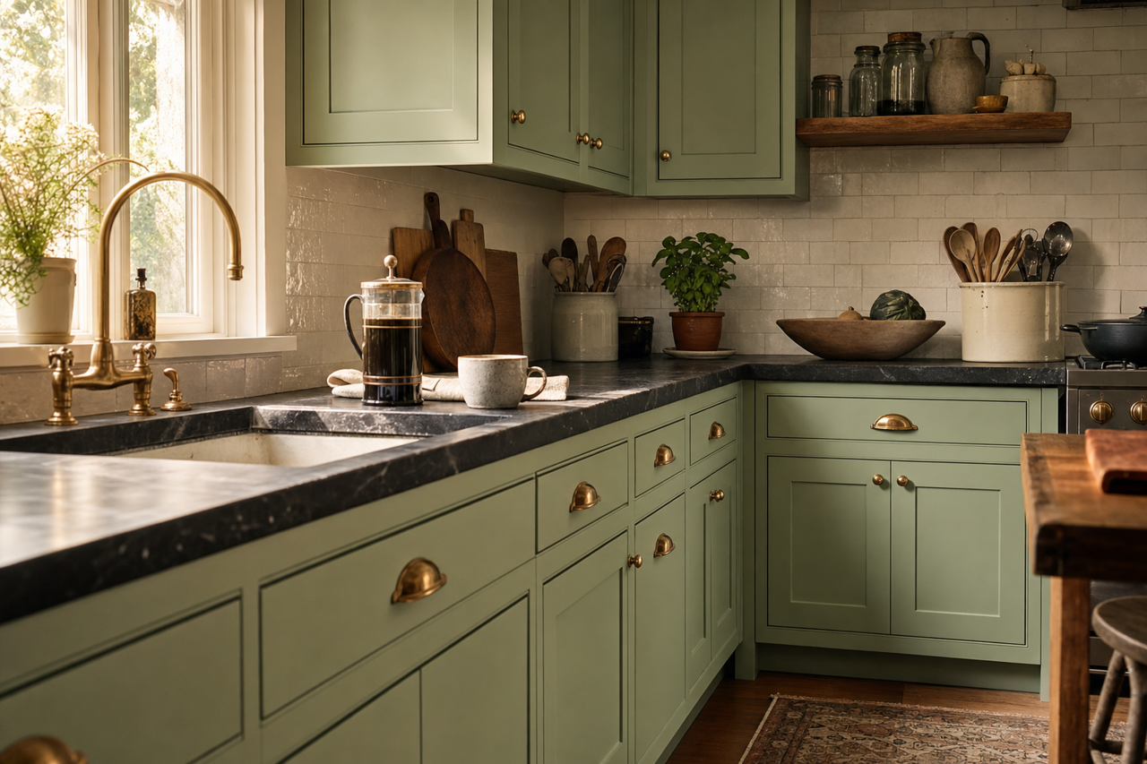 Cedar Grove by Benjamin Moore on cabinets