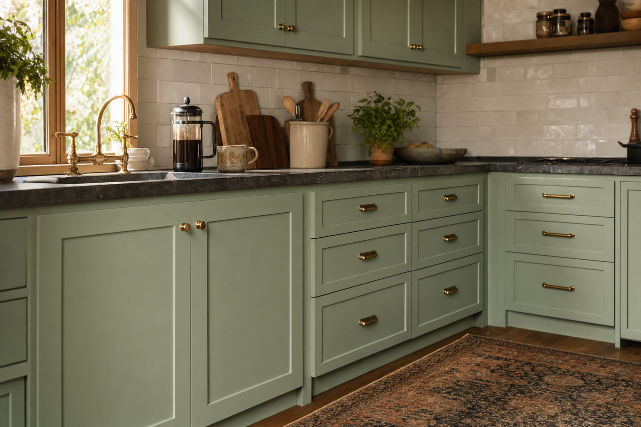 Greenwich by Benjamin Moore on cabinets
