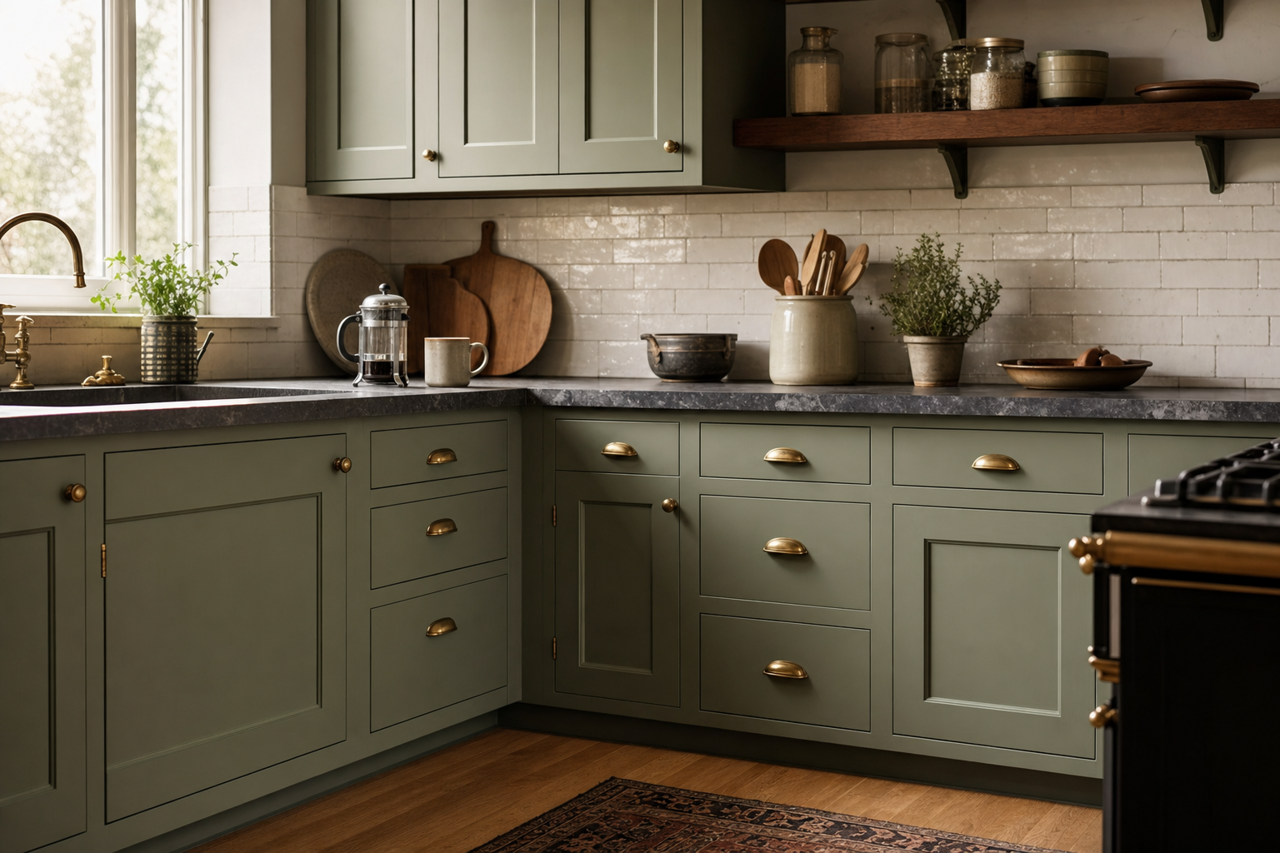 Pinelands by Benjamin Moore on cabinets
