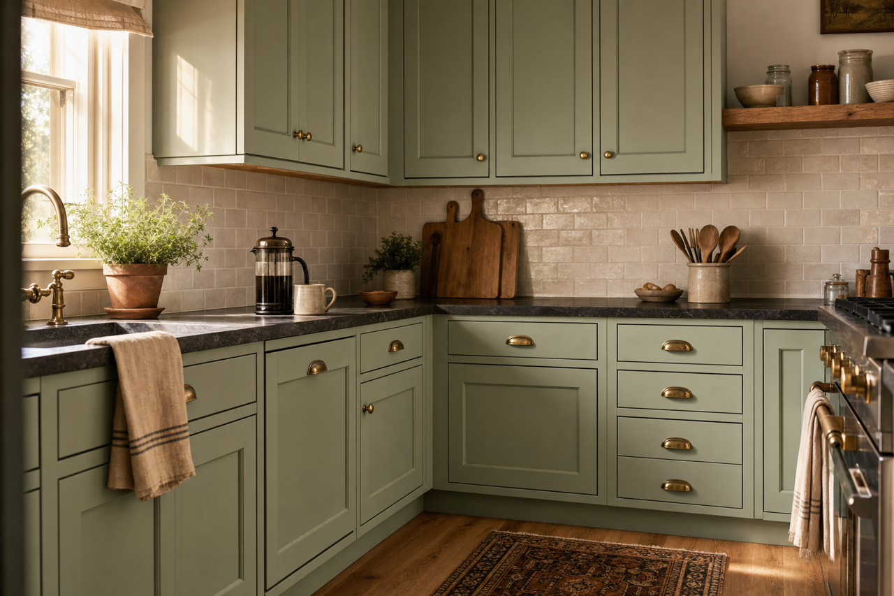 Norway by Benjamin Moore on cabinets