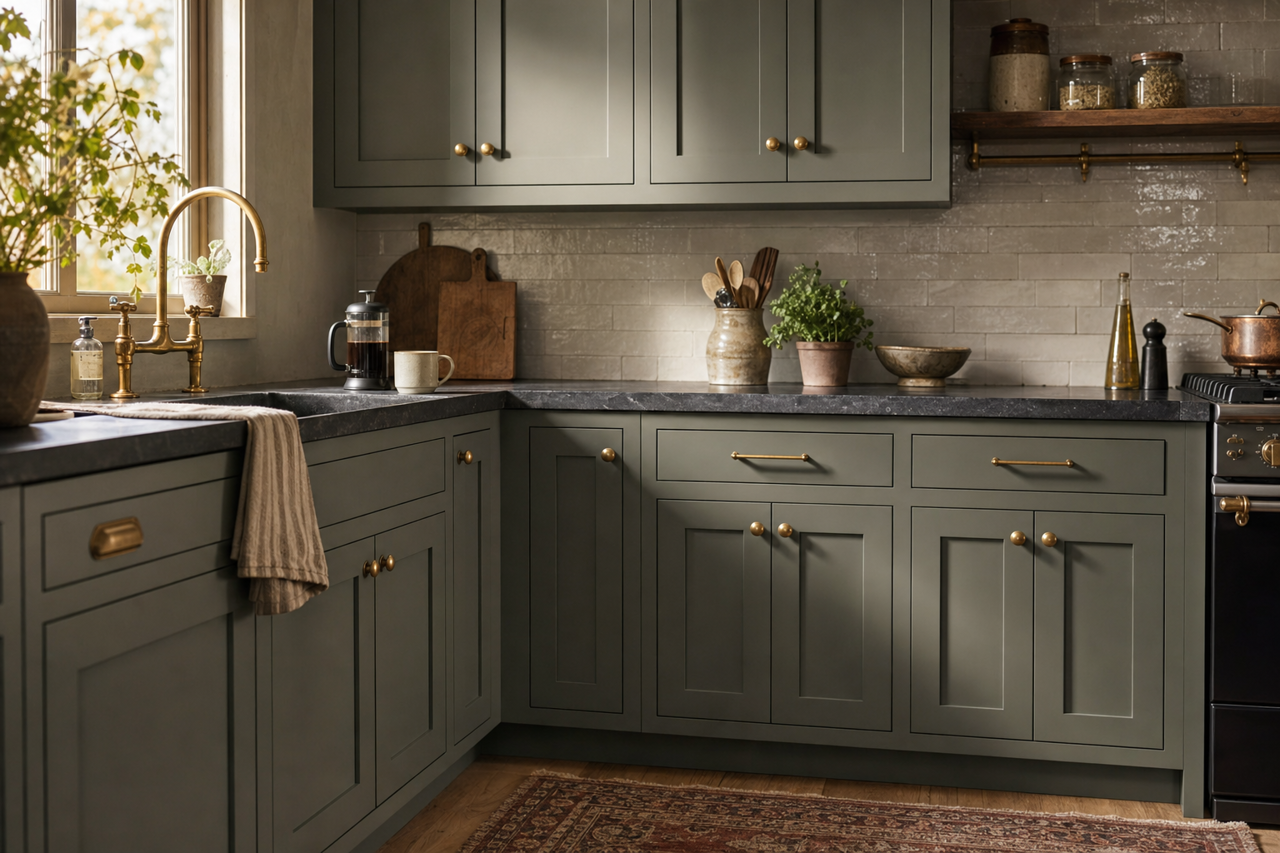 Vintage Vogue by Benjamin Moore on cabinets