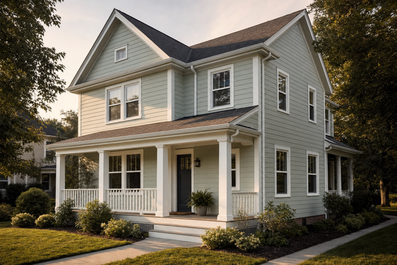 Antique Jade by Benjamin Moore on exterior
