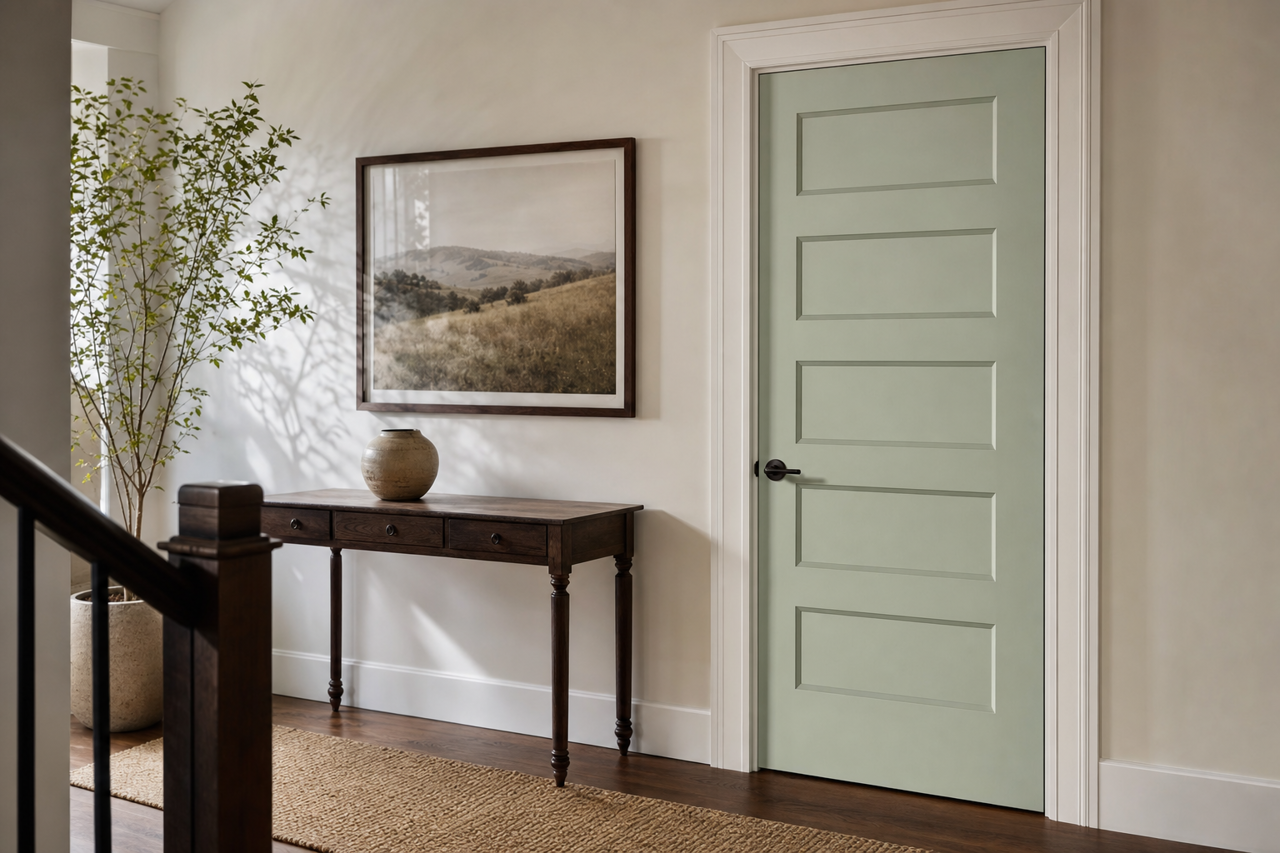 Antique Jade by Benjamin Moore on interior-doors