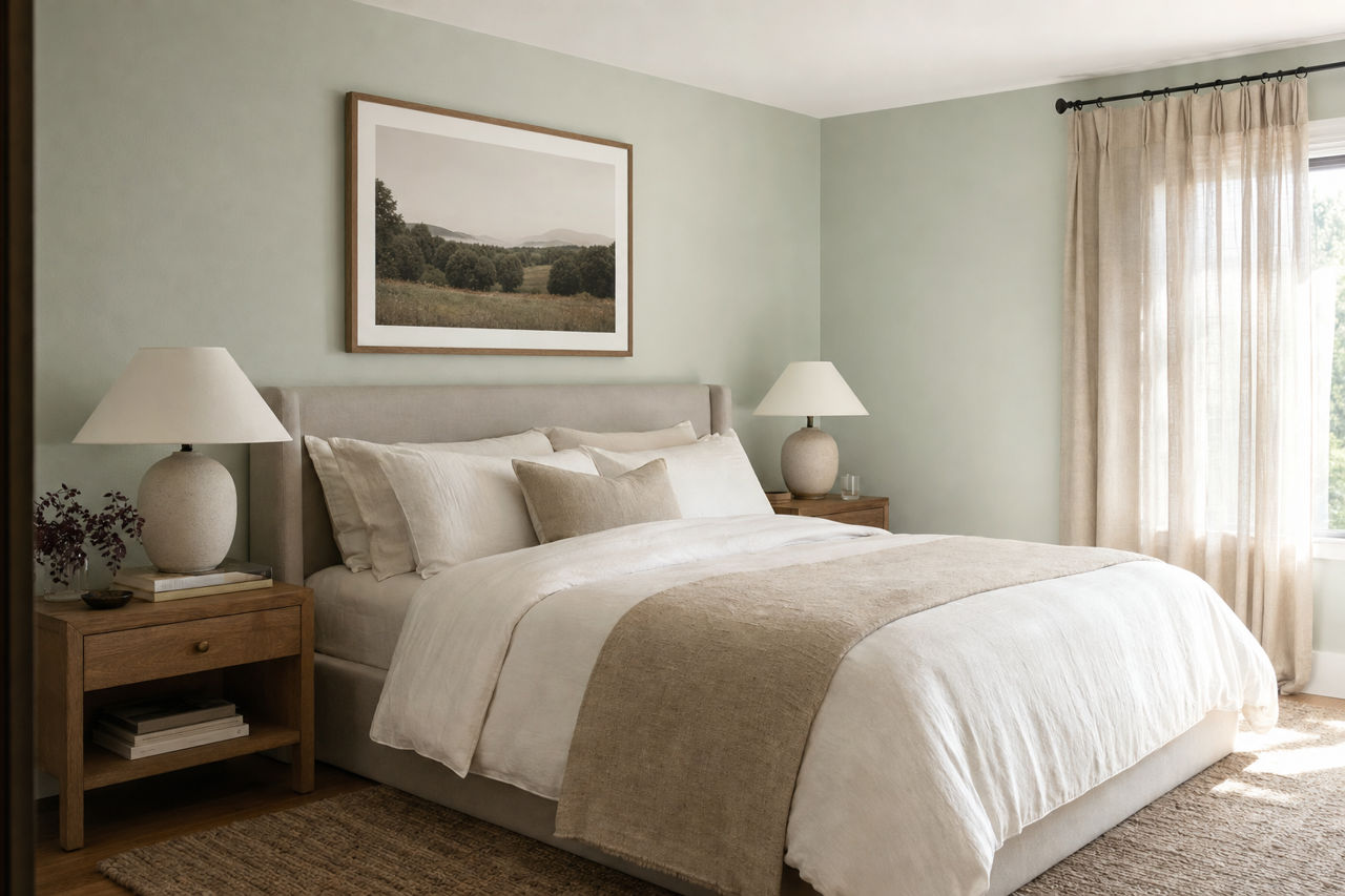 Antique Jade by Benjamin Moore on interiors