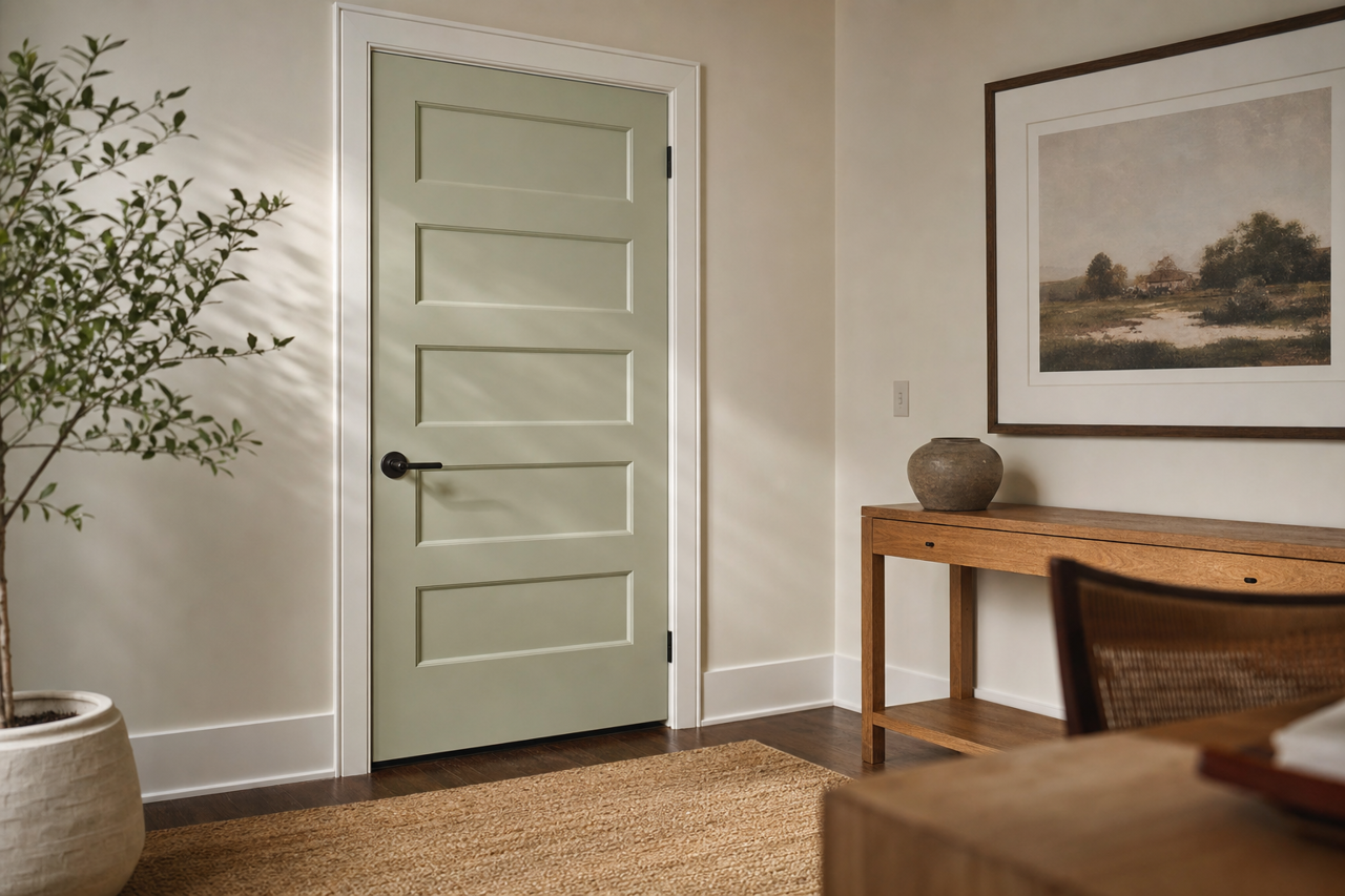 Aganthus Green by Benjamin Moore on interior-doors