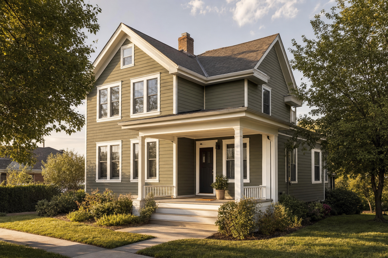 Jade Romanesque by Benjamin Moore on exterior
