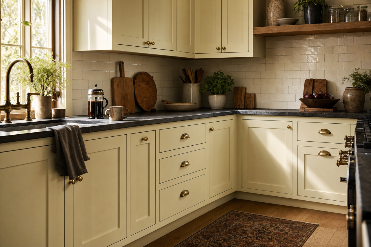 Green by Benjamin Moore on cabinets