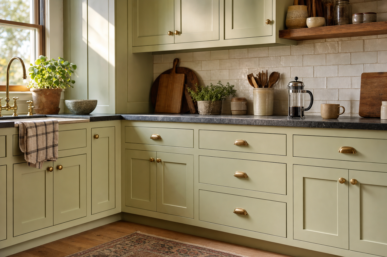 Spring by Benjamin Moore on cabinets