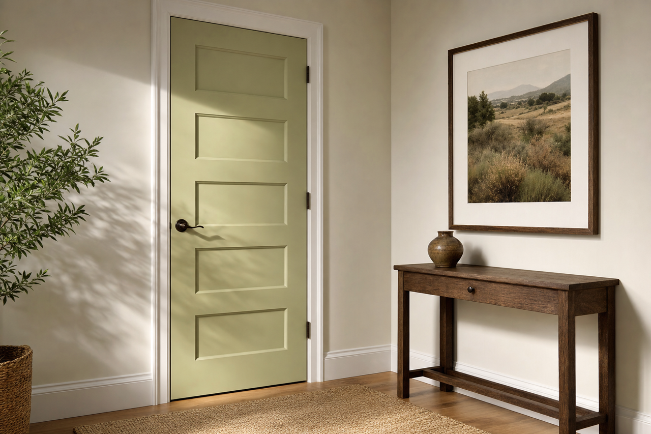 Hillside Green by Benjamin Moore on interior-doors