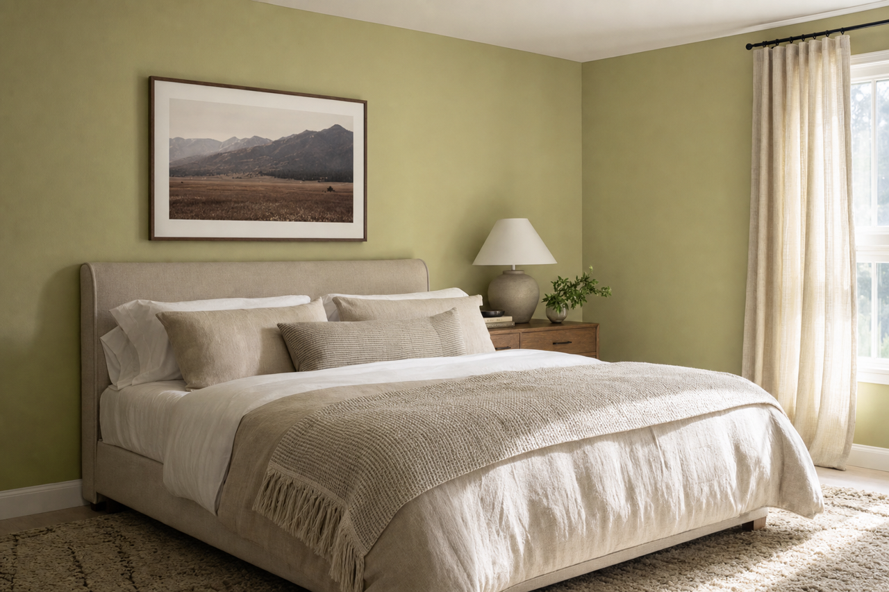 Hillside Green by Benjamin Moore on interiors