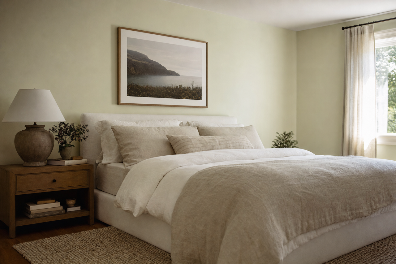 Glade Green by Benjamin Moore on interiors