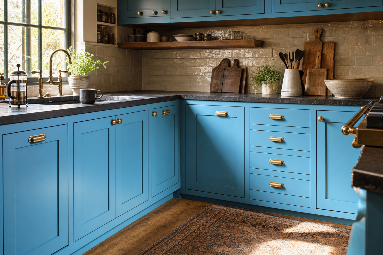 Rolling Sea by Valspar on cabinets