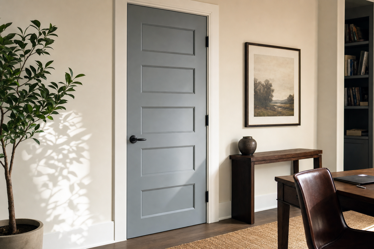 Academy Gray by Valspar on interior-doors