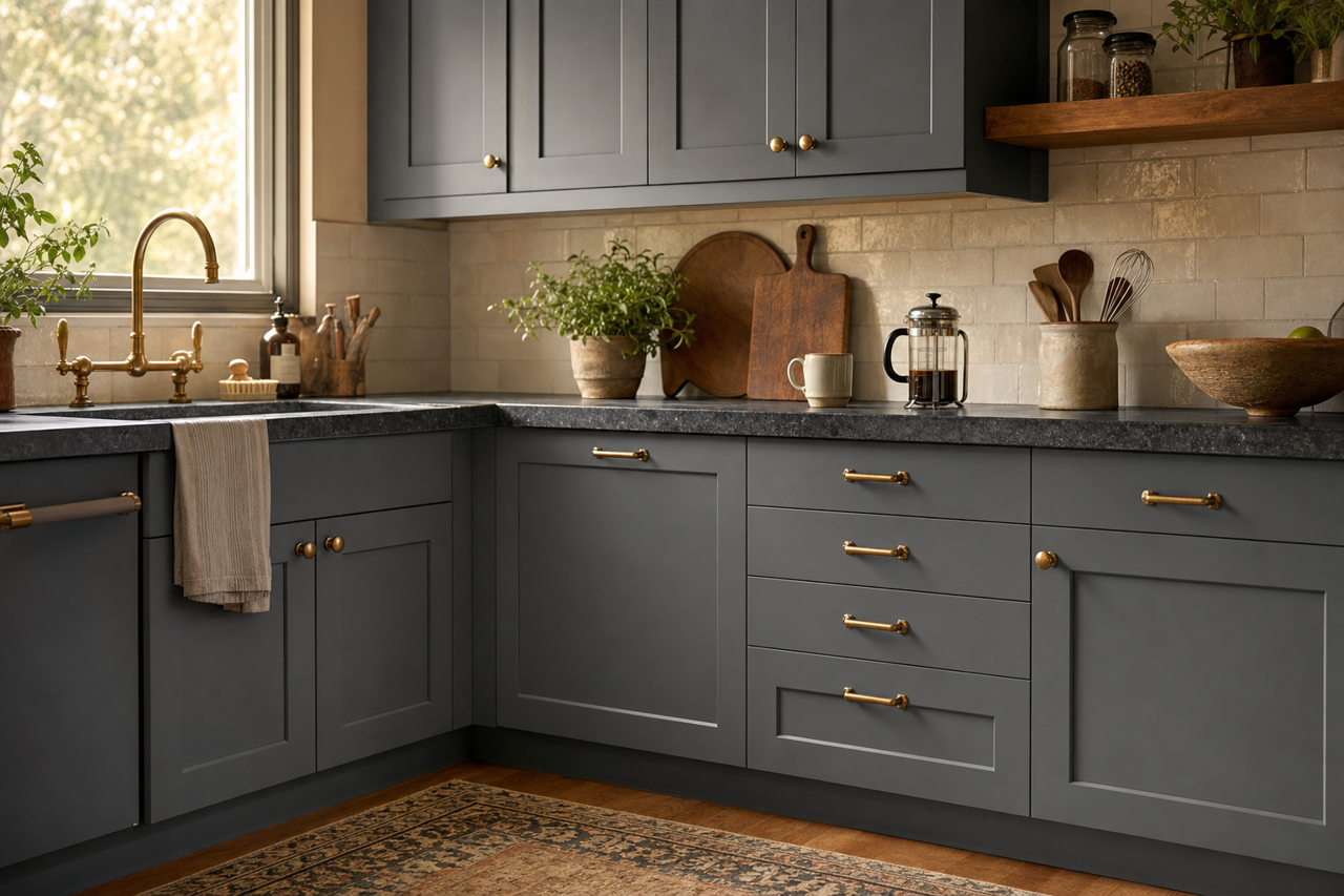 Cobalt Cannon by Valspar on cabinets