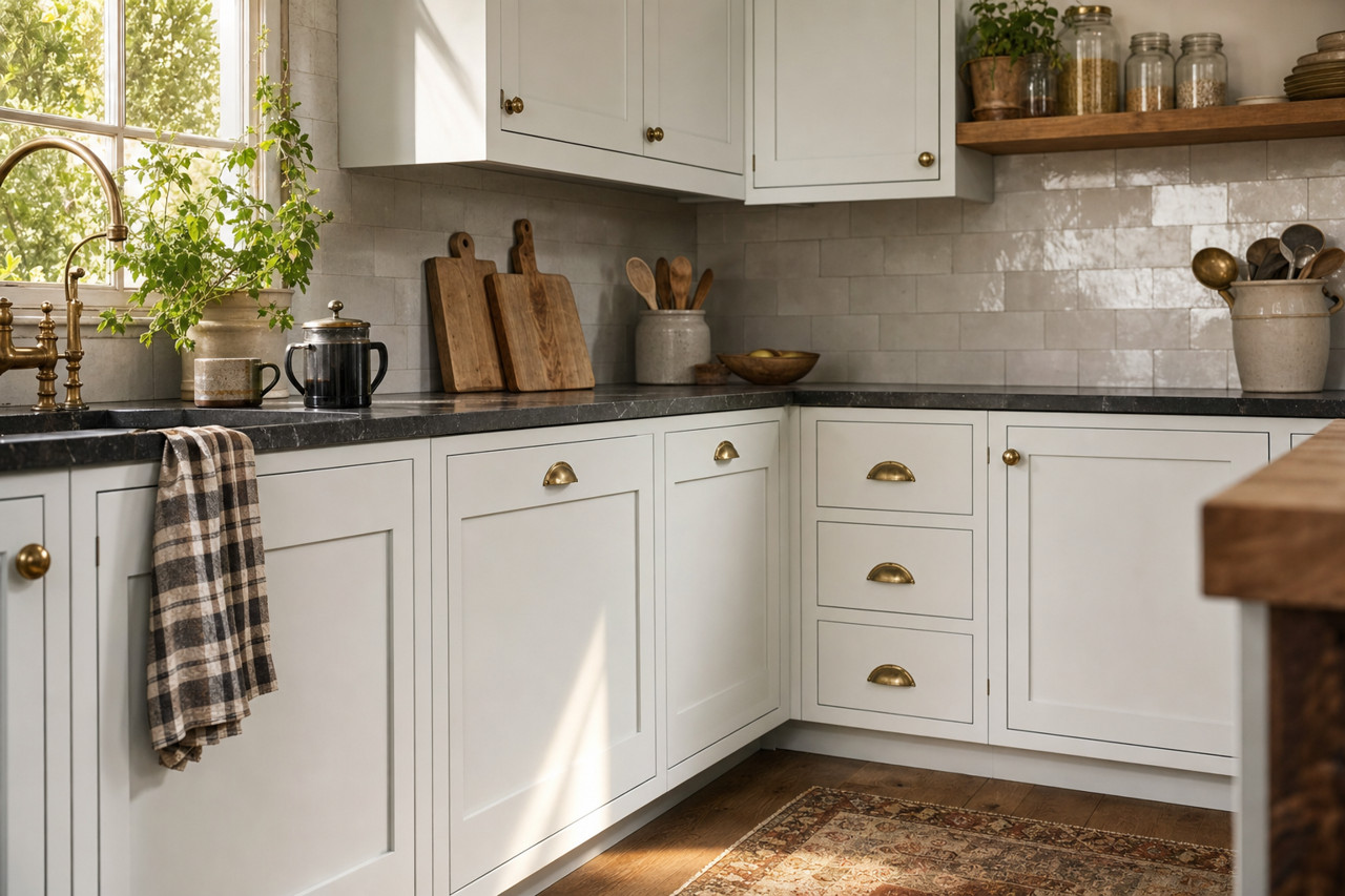 Halcyon Blue by Valspar on cabinets