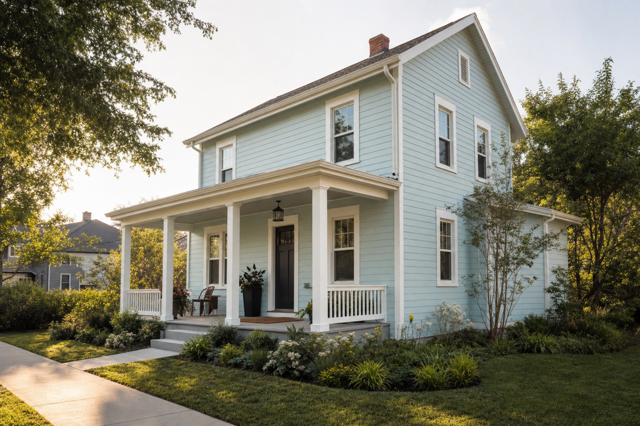 Lament Blue by Valspar on exterior
