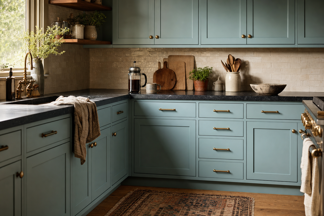 High Noon by Valspar on cabinets