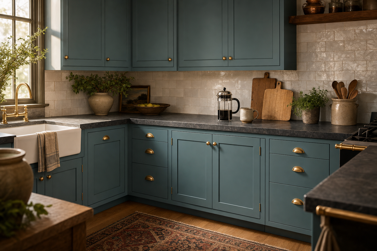 Perfect Storm by Valspar on cabinets