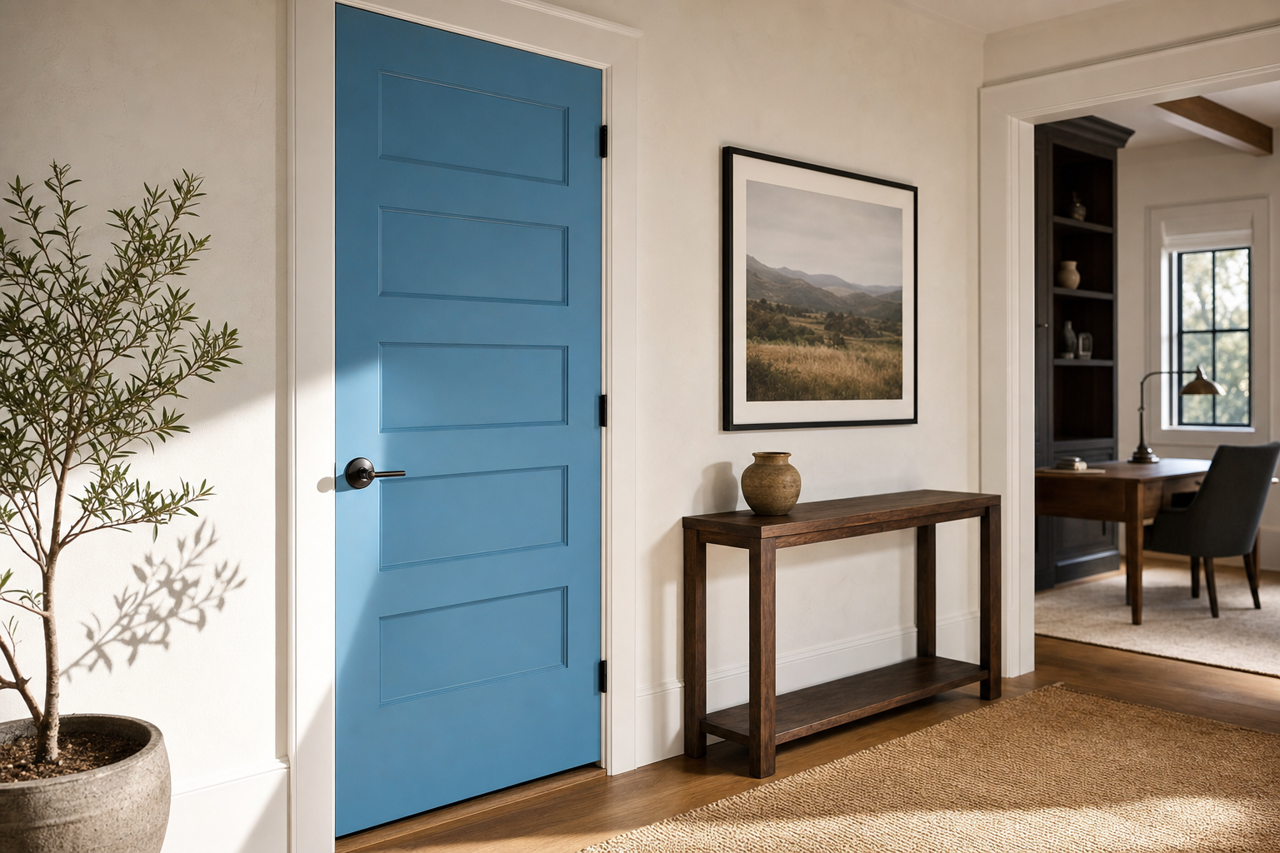 Blue China by Valspar on interior-doors