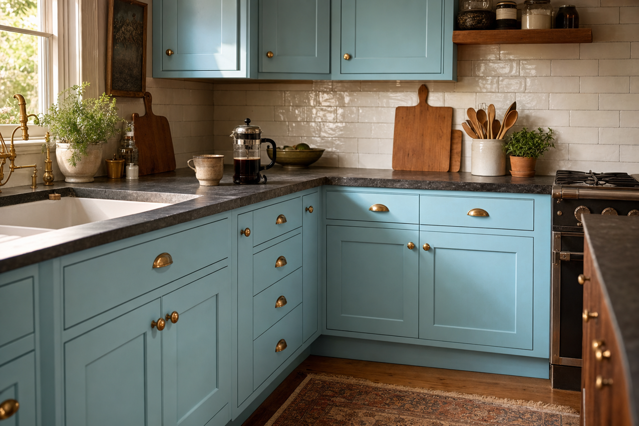 Skyward by Valspar on cabinets
