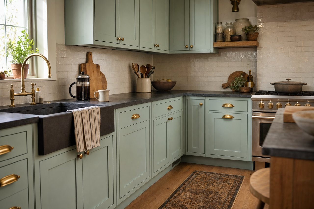 Tropical Bay by Valspar on cabinets