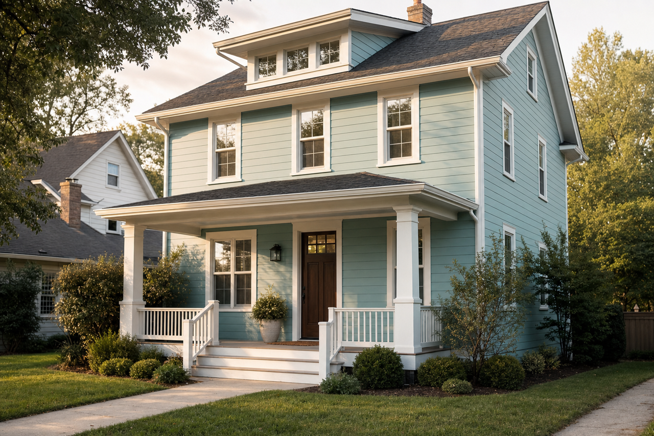 Turquoise Porcelain by Valspar on exterior